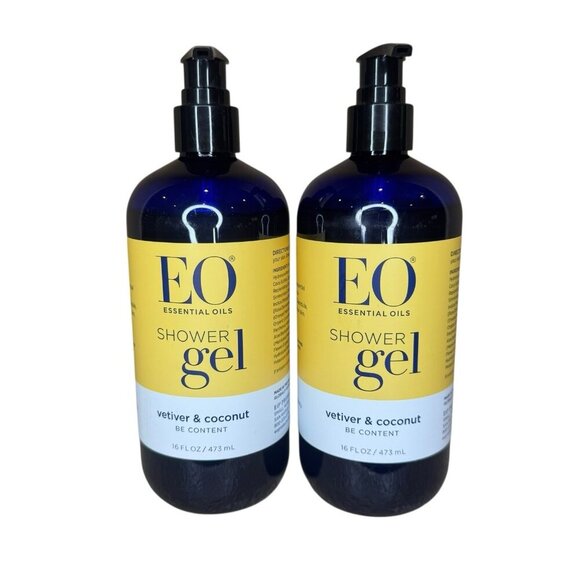 EO Other - Lot Of 2 EO Essential Oils Vetiver Coconut Shower Gel Body Wash 16 Oz
